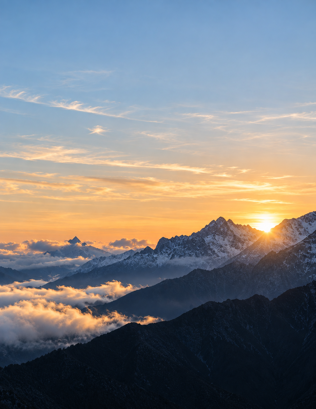 Sunrise over a mountain range